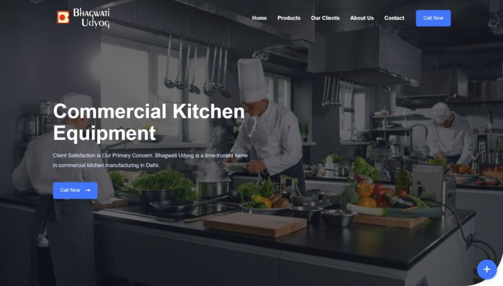 Bhagwati Kitchen Equipment Website Screenshot
