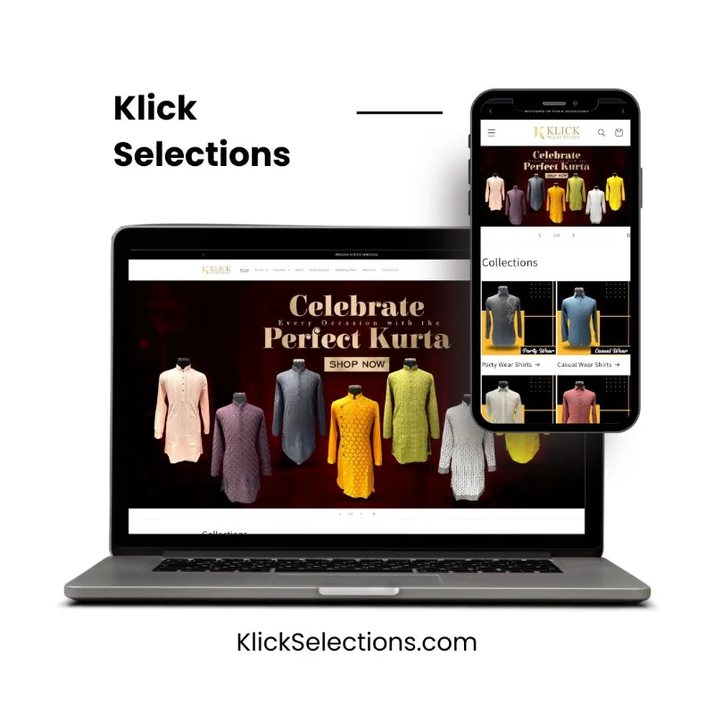 Klick selection website mockup