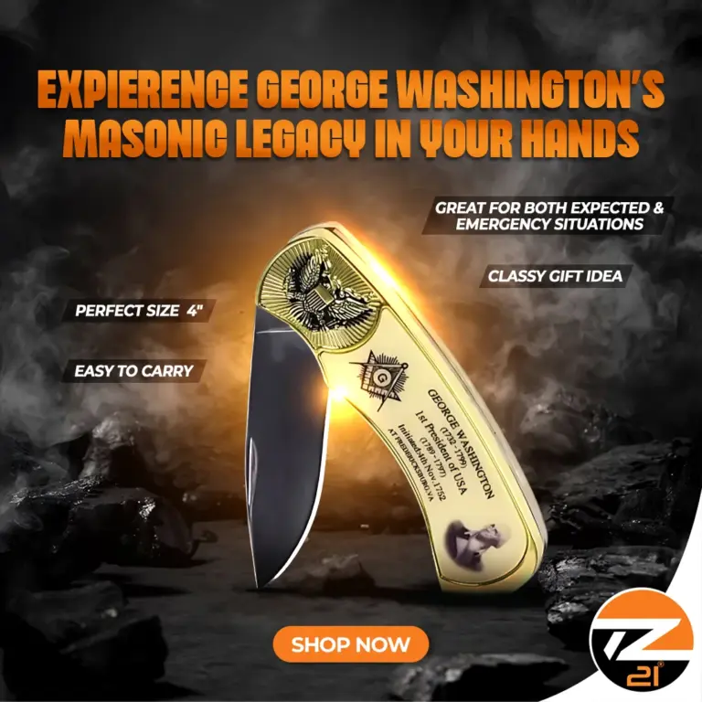 Us President George Washington Freemason Masonic Knife Set